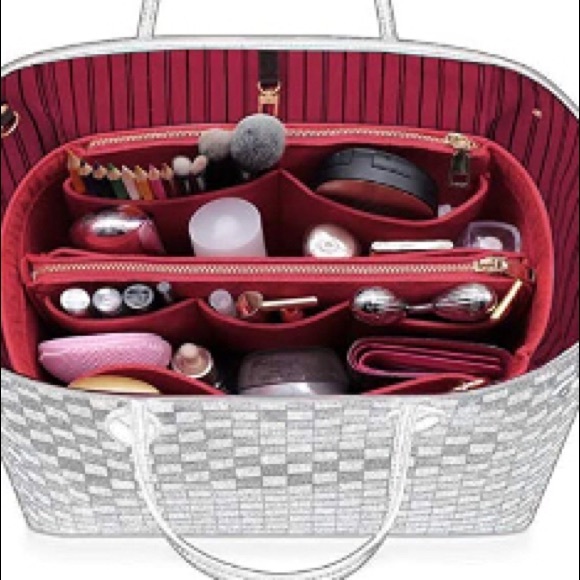 NEW XL Purse tote Insert Protector Organizer GM double zipper side snap pocket - Picture 2 of 10